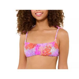 Ninety-Nine Degrees Floral Magical Bloom Shirred Square Bikini Swim Top